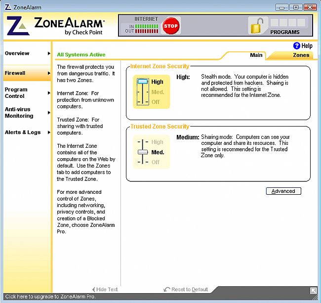 个人防火墙ZoneAlarm